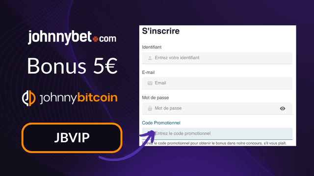 enregistrement code promotionnel johnnybet